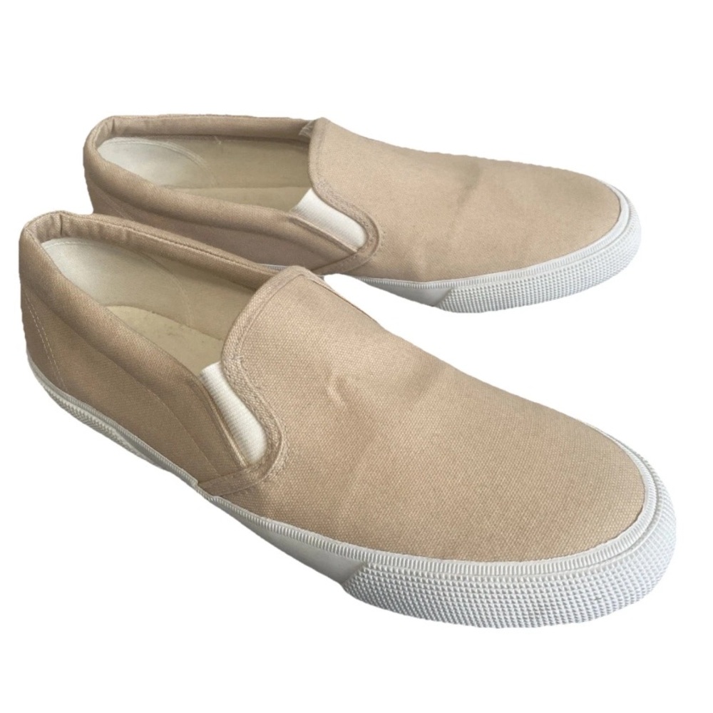 Lands' End Loafer Slip-On Sneakers Beige Tan Size 12D Modern Casual